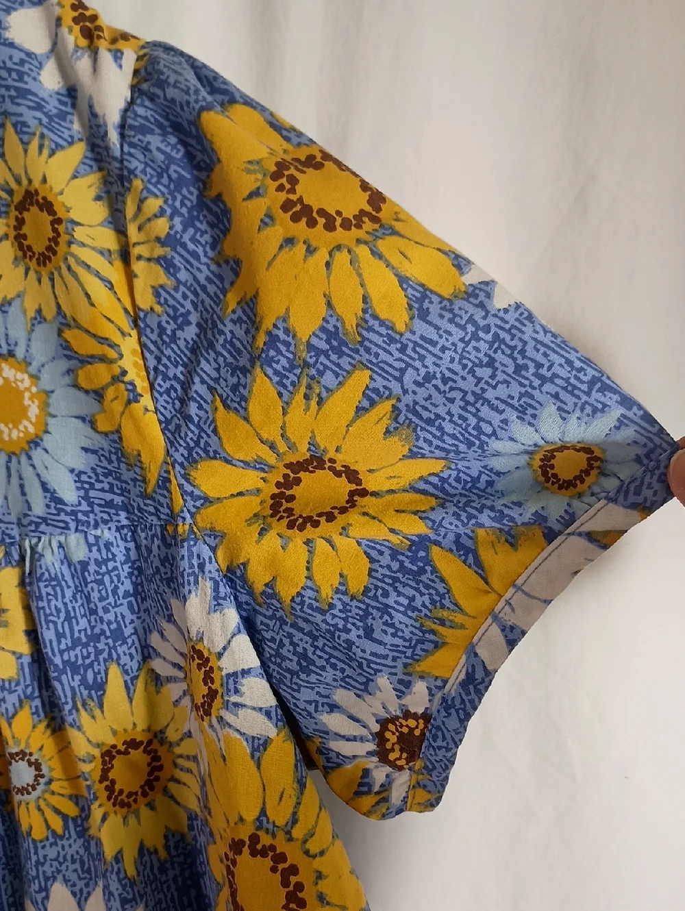 Women's Size 1X Cotton House Dress Lounger PJ Pockets Sunflower - Picture 4 of 9
